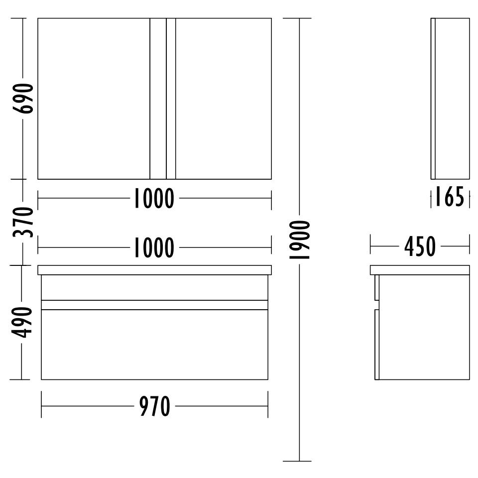 ronon 100 cm banyo dolabı